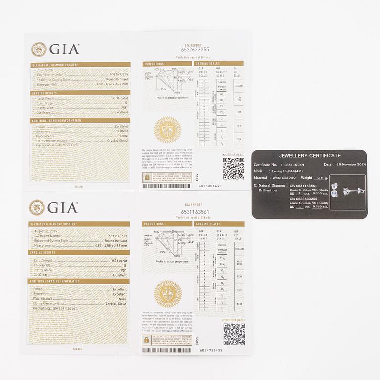 Earrings 18K white gold with brilliant-cut diamonds.