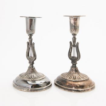 Candlesticks, a pair, Empire style, silver, Ceson Guldvaru Ab, Gothenburg, 1956.