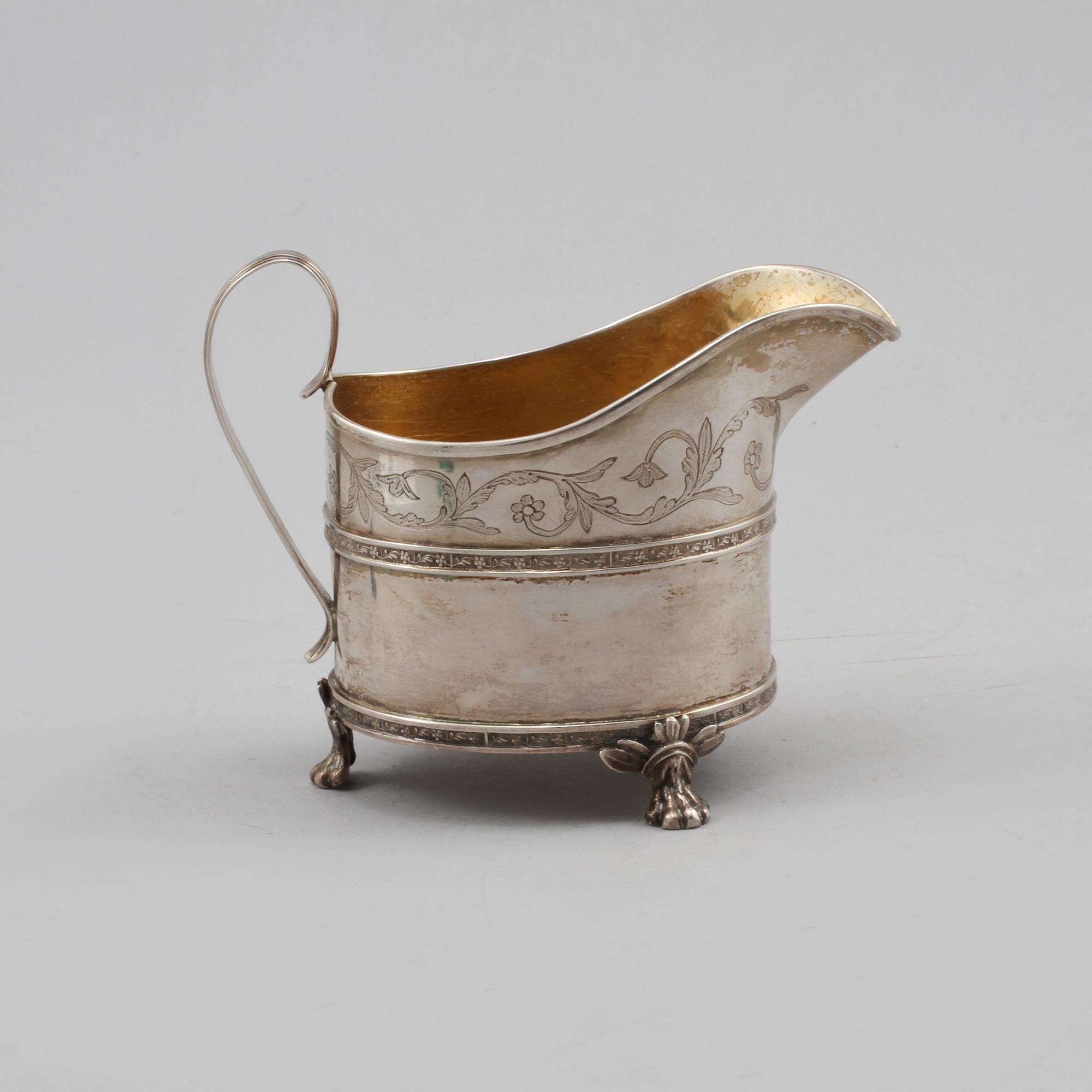 GRÄDDKANNA, silver, Erik Albrecht Körsner, Falun, empire, 1810, vikt 175 gram.
