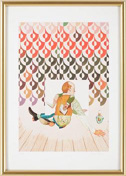 Jens Fänge · JENS FÄNGE, collage/färglitografi, signerad och numrerad 129/450.