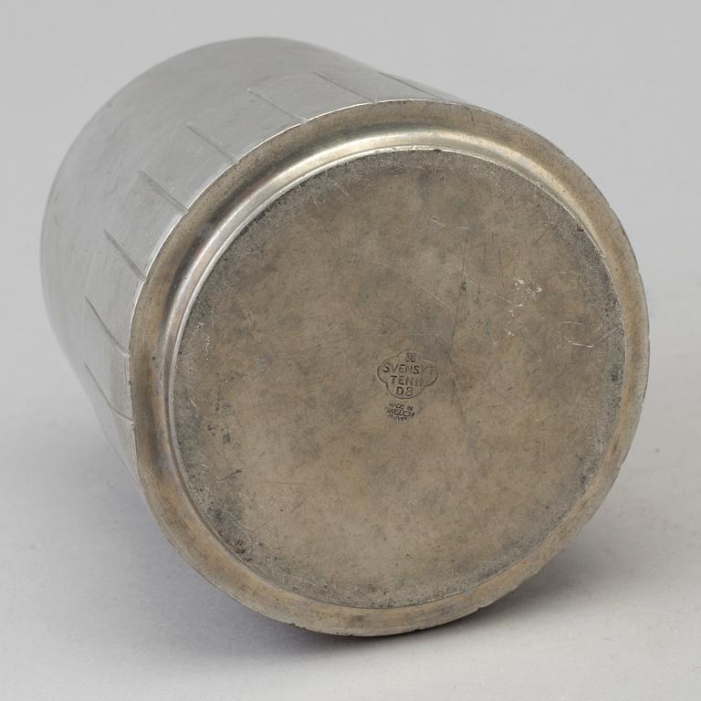 GAB, a lidded pewter jar, 1930.