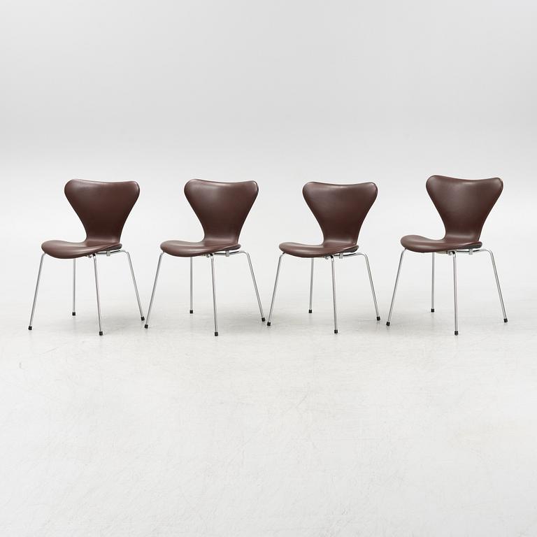 Arne Jacobsen, stolar, 4 st, "Sjuan", Fritz Hansen, Danmark, 1970-71.