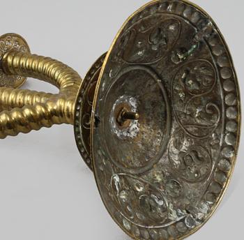 KANDELABER, barockstil, mässingsplåt, 1800-tal.