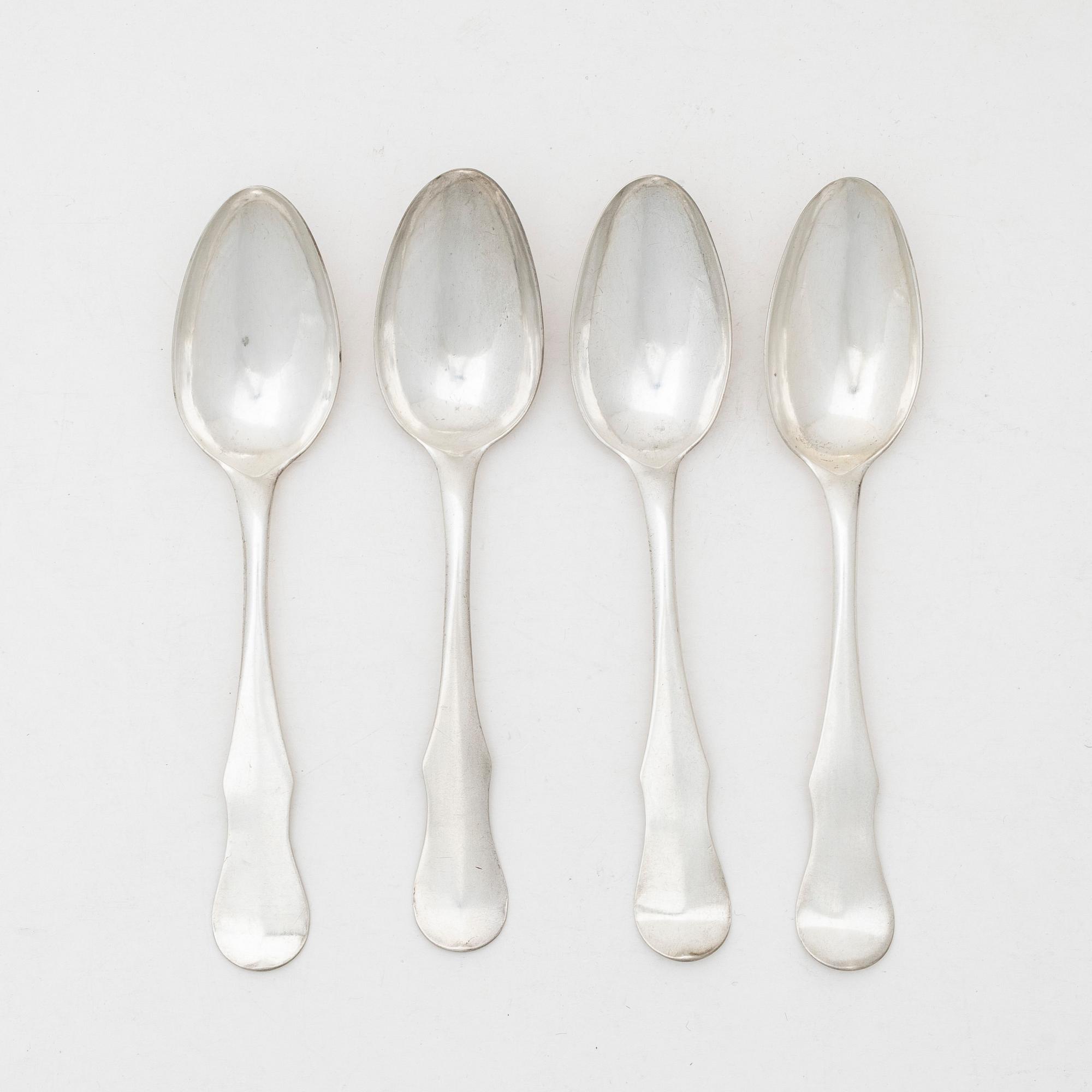 Johan Henrik Frodell, matskedar 4 st, silver, Stockholm 1801.