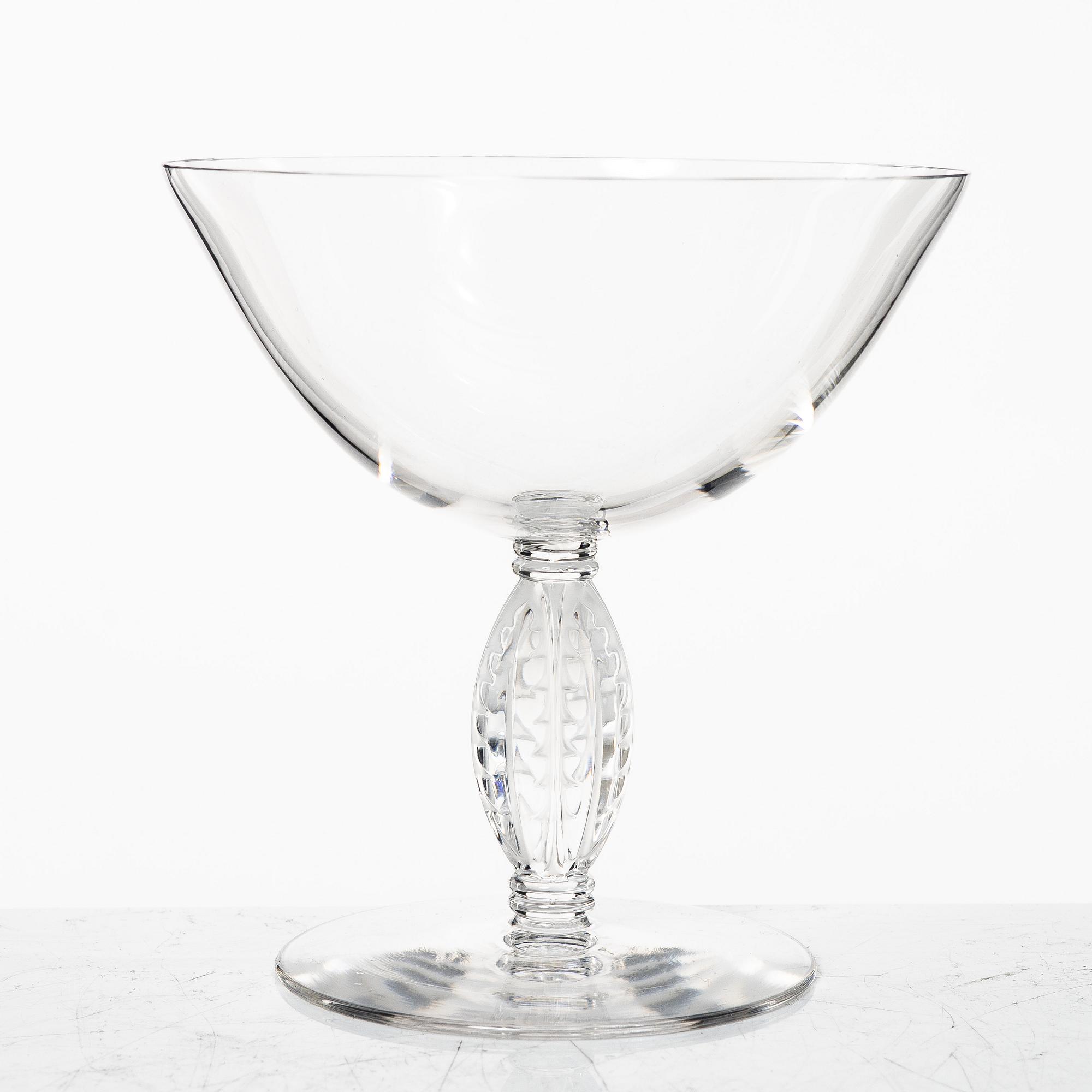 René Lalique, champagnekupor, 8 st, "Fontainebleau", Lalique, Frankrike.