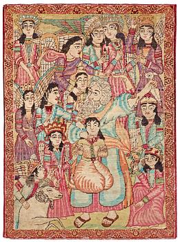 237. SEMI-ANTIQUE KERMAN LAVER FIGURAL. 83,5 x 64 cm.