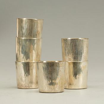 PUNSCHKOPPAR, sterlingsilver, 6 st, C.E Carlman, Stockholm, 1974-75. 340 gram.