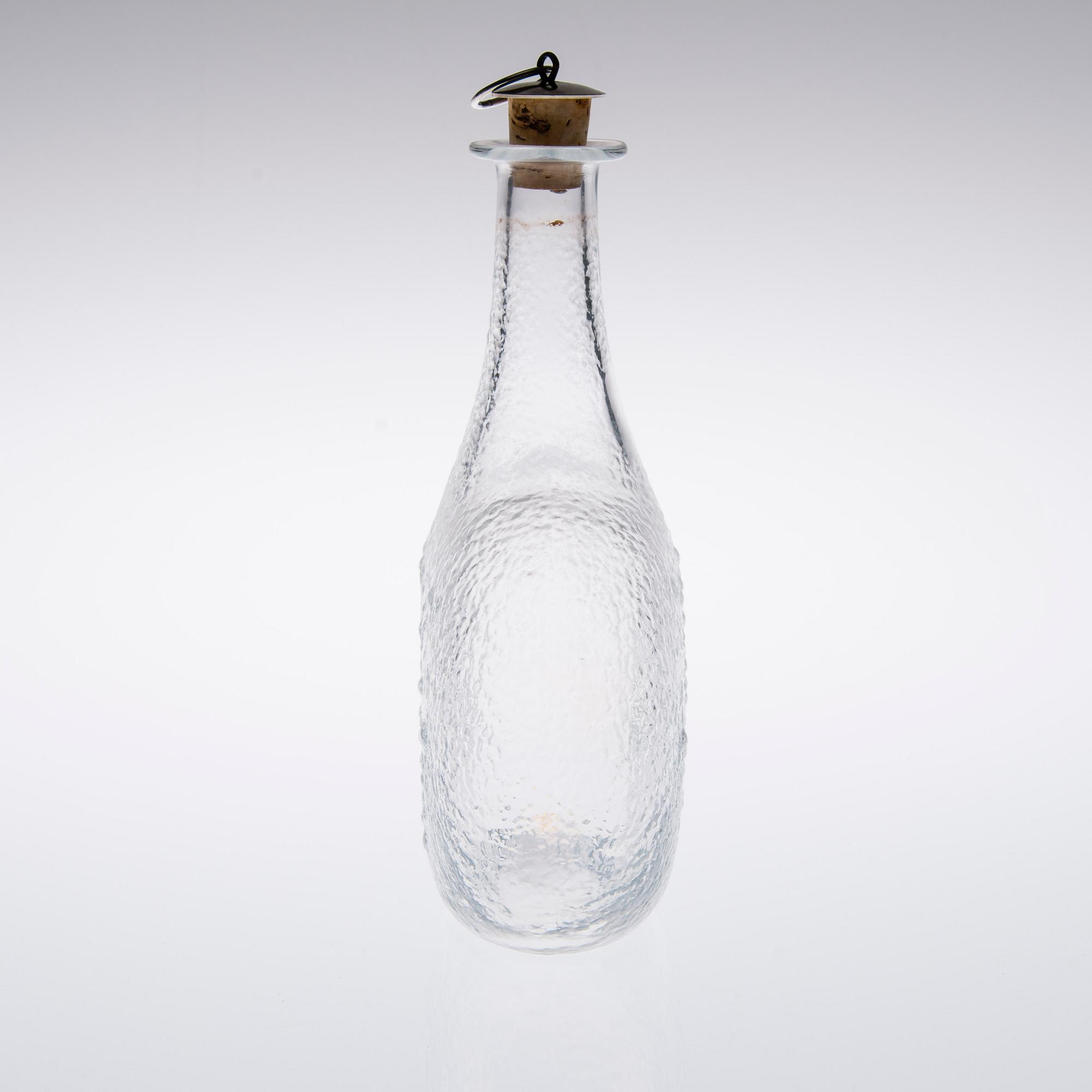 KORKILLINEN LASIPULLO, "Erikoiskonjakkipullo Gognac vieux 0138", Tapio Wirkkala, sign. ja numeroitu 1051-2000, Iittala.