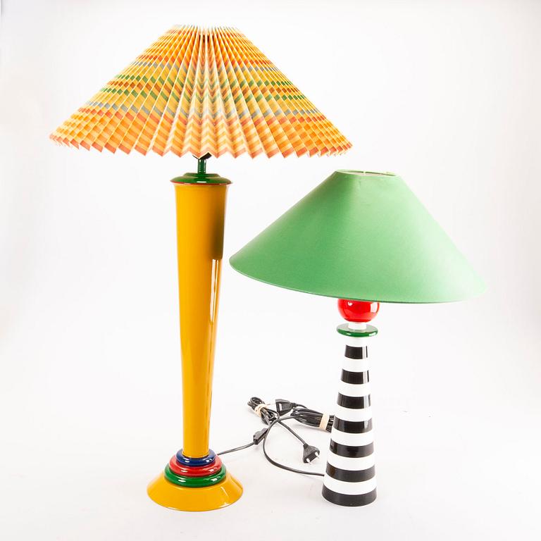 Olivier Vilatte a set of two painted table lamps later part of the 20th century.