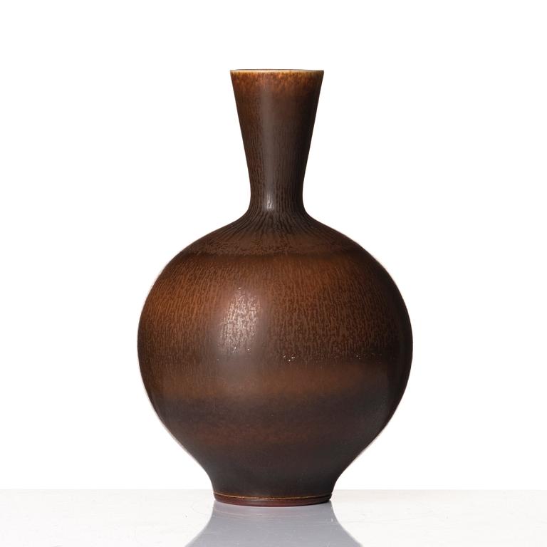 Berndt Friberg, a brown rabbit's fur stoneware vase, Gustavsberg studio, Sweden 1969.