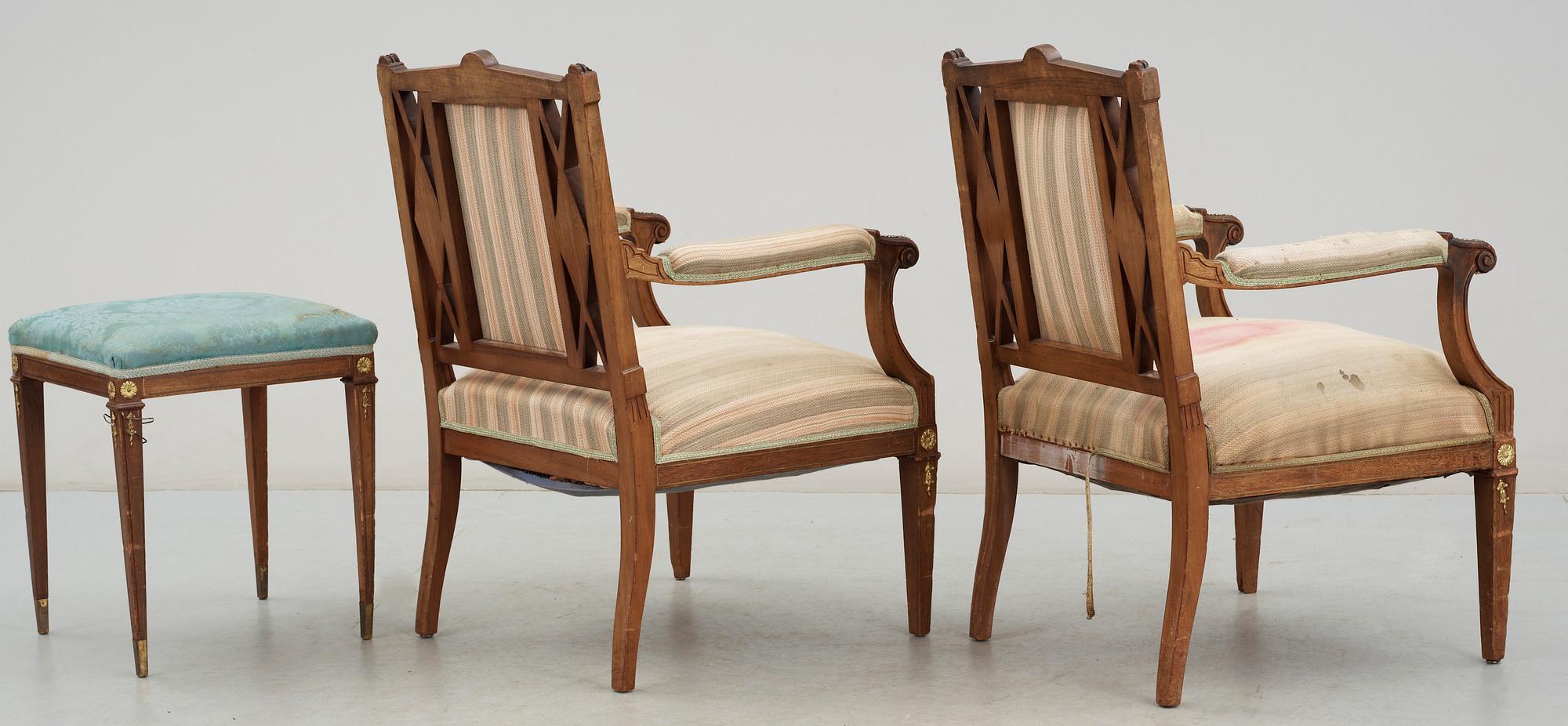 SALONGSMÖBEL, 8 delar. Sengustaviansk stil, 1800/1900-tal.