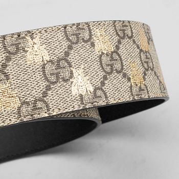 GUCCI, "Formal Squared Ggg Supreme Canvas Bee Belt", skärp.