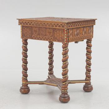 A Baroque style table with boardgames. 1900-tal.