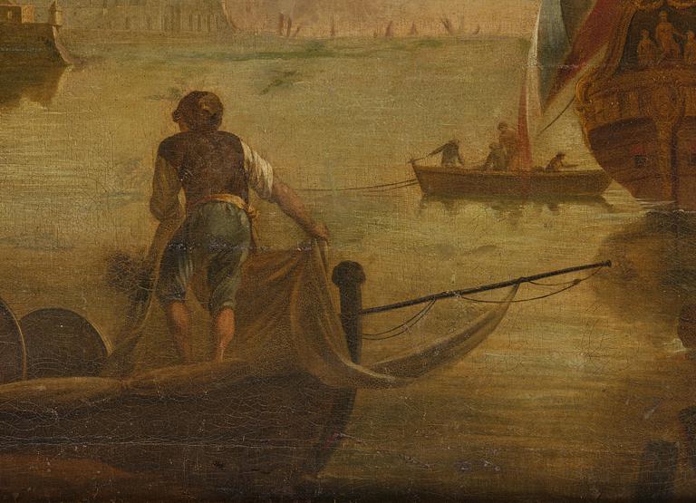 Claude Joseph Vernet, hans efterföljd, Hamnscen med båtar och figurer.