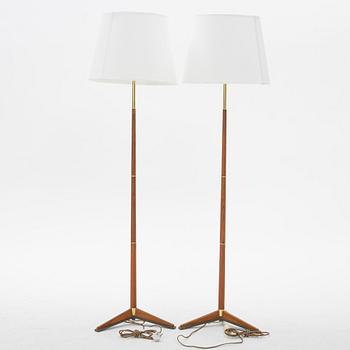 A pair of teak floor lights, Möllers Armatur, Eskilstuna, 1960's.