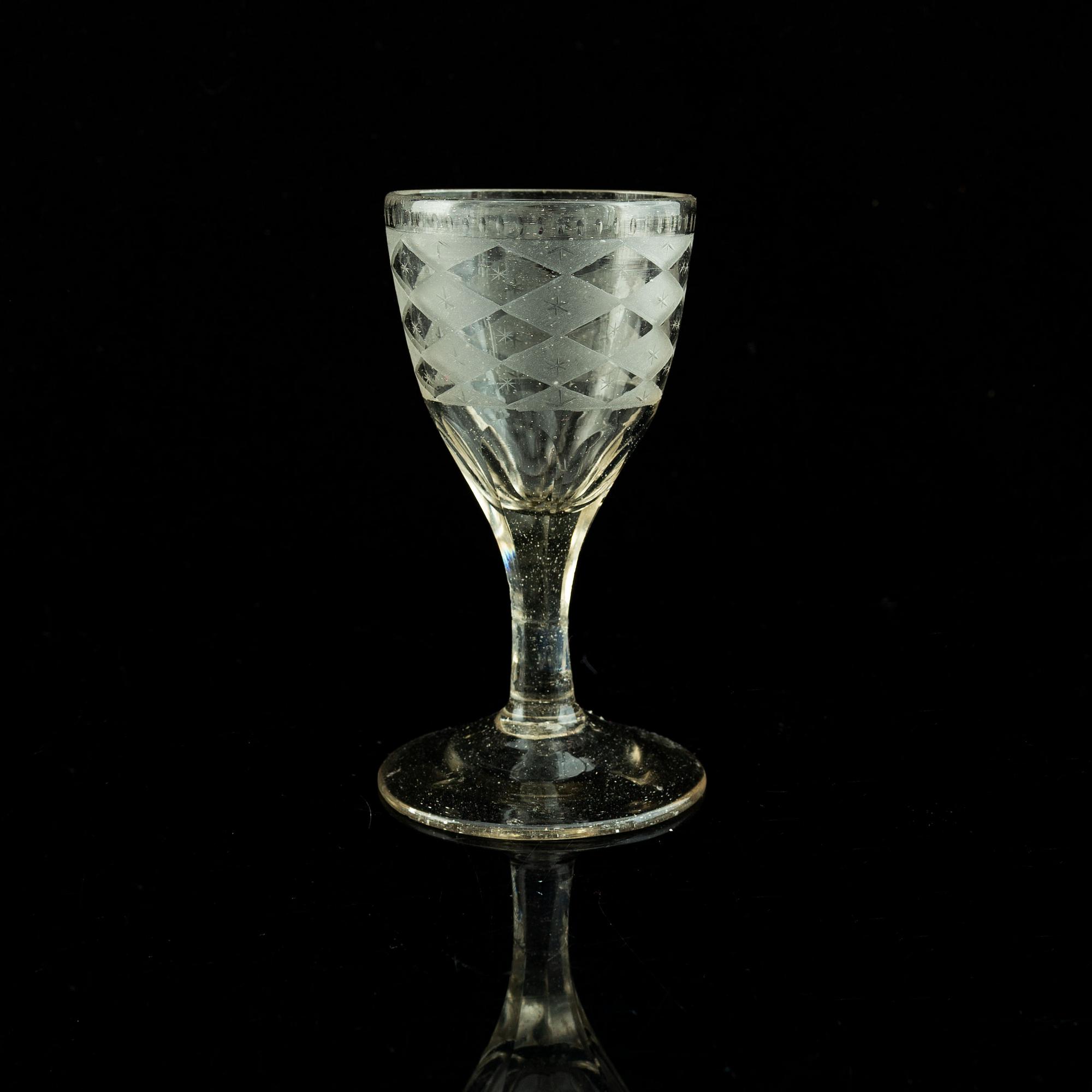 Eight late Gustavian wine glasses, circa 1800.
