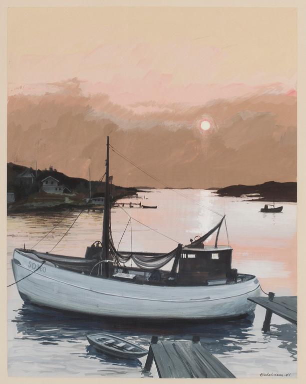 Yrjö Edelmann, Aftonmotiv med fiskebåt.