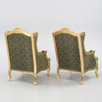 FÅTÖLJER, ett par, rokokostil, 1900/2000-tal.