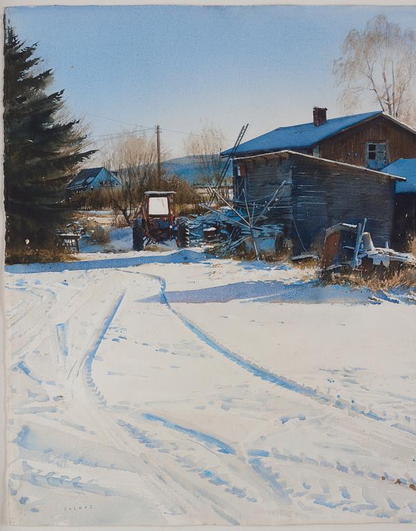 Stanislaw Zoladz, Winter scene with tractor.