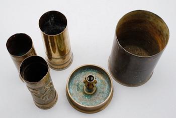 MILITARIA,  sk Trench Art, 5 delar, England, Första Världskriget.