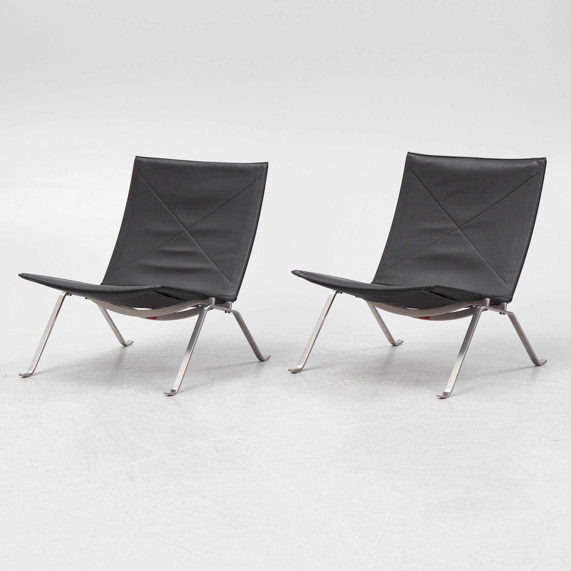 Poul Kjaerholm, fåtöljer, ett par, "PK22", Fritz Hansen, Danmark.