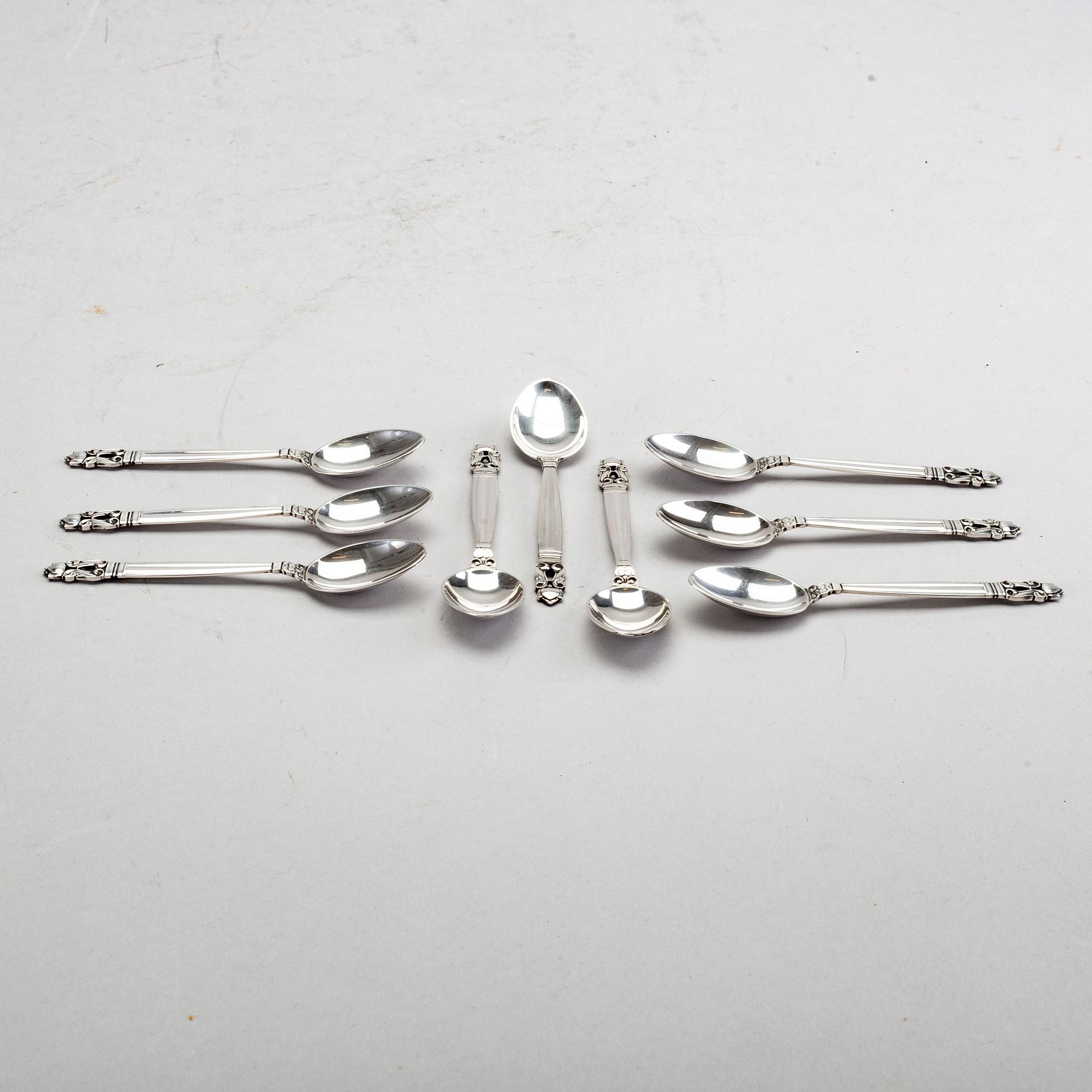 KAFFESKEDAR, sterling silver,  9 st Georg Jensen "Konge/Acron".