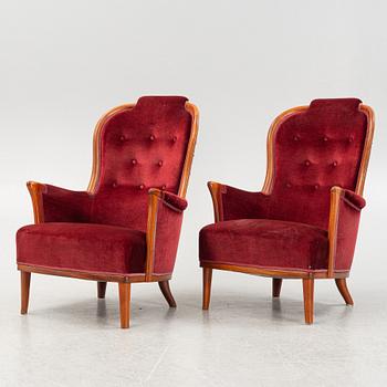 Carl Malmsten, a pair of 'Vår Fru' armchairs, O.H.Sjögren.