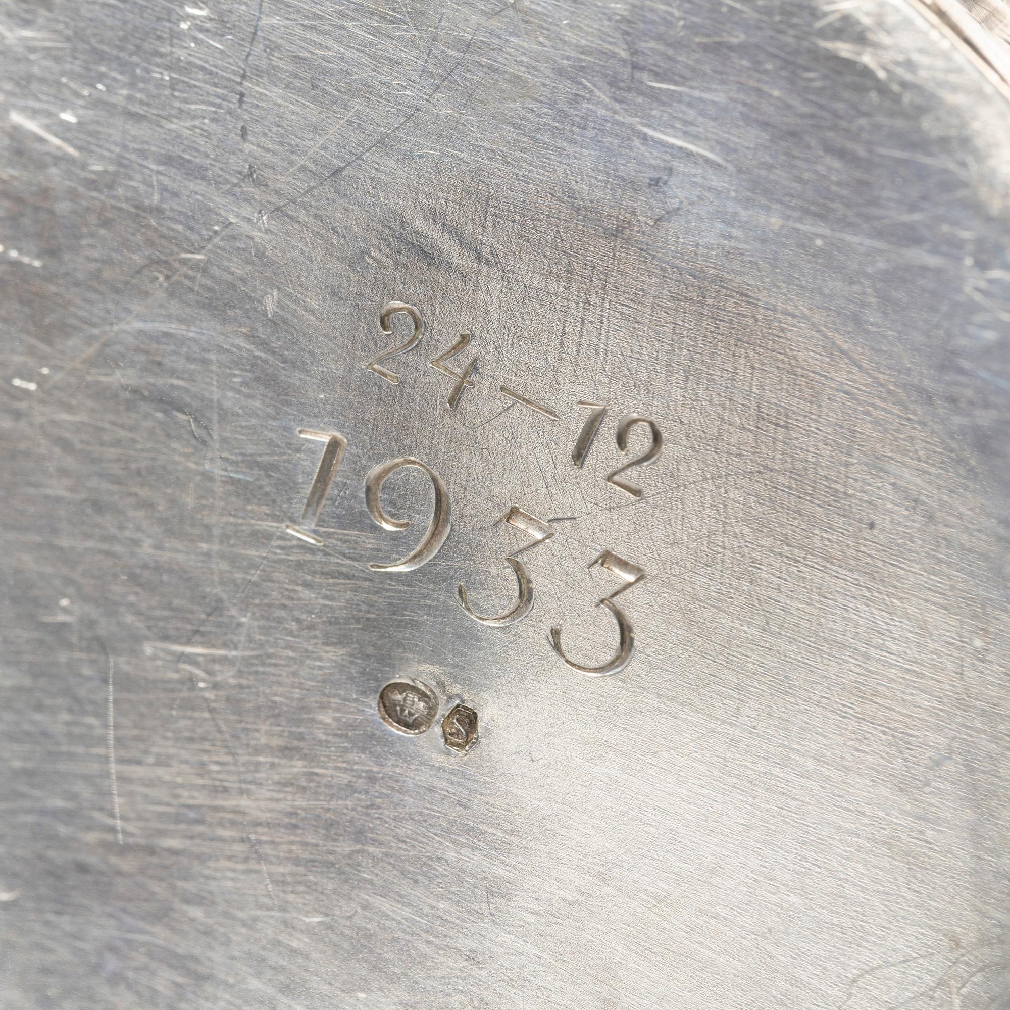 Coffee service, four pieces, silver, Rococo style, 20th century.