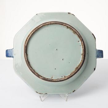 A blue and white hot water dish, Qing dynasty, Qianlong (1736-95).