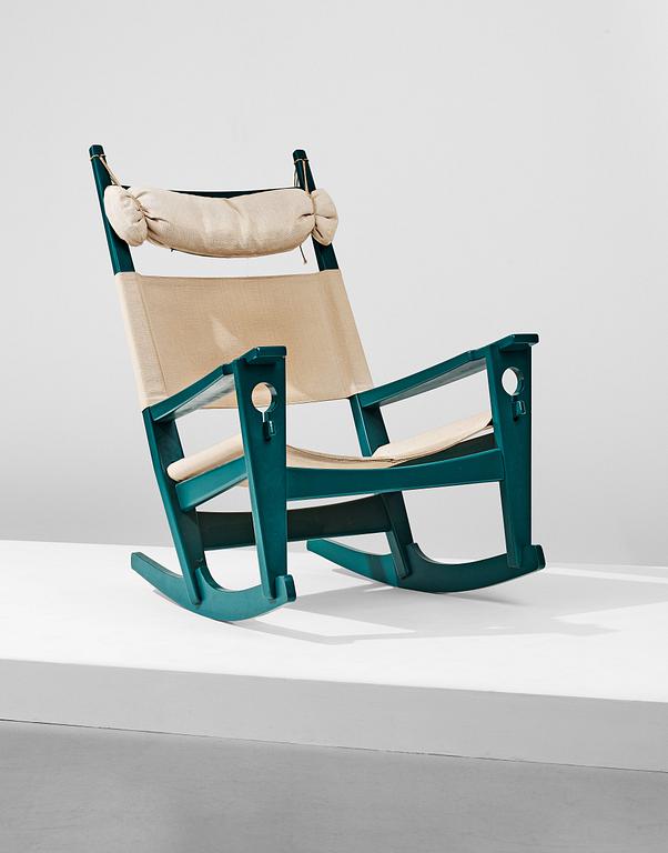 HANS J WEGNER, a "GE673" "The Keyhole", prototype rocking chair in a special colour, Getama, Denmark, 1970's.