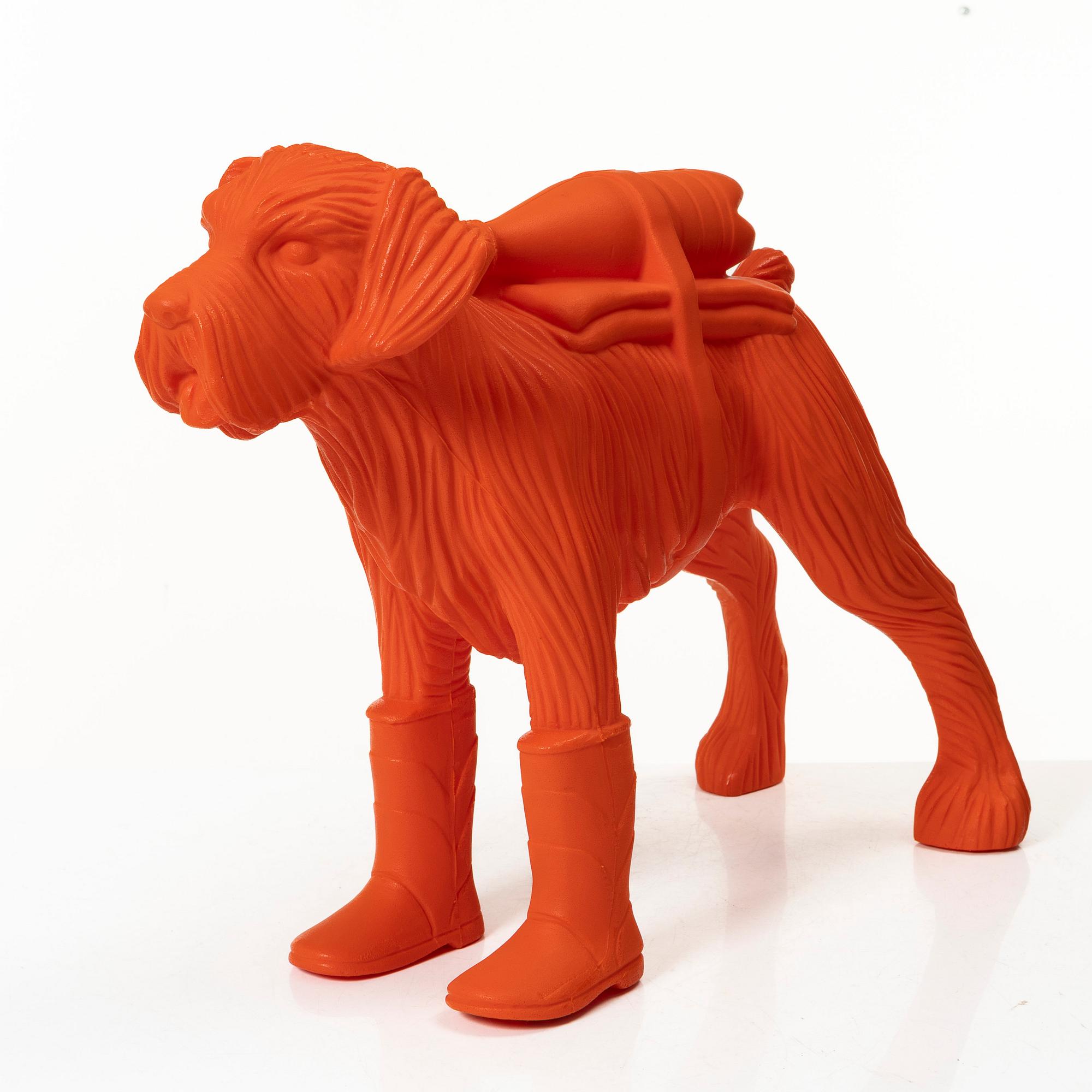 William Sweetlove, "Cloned Schnauzer with water bottle". (Orange).