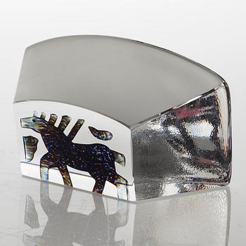 a glass object for Kosta Boda, signed.