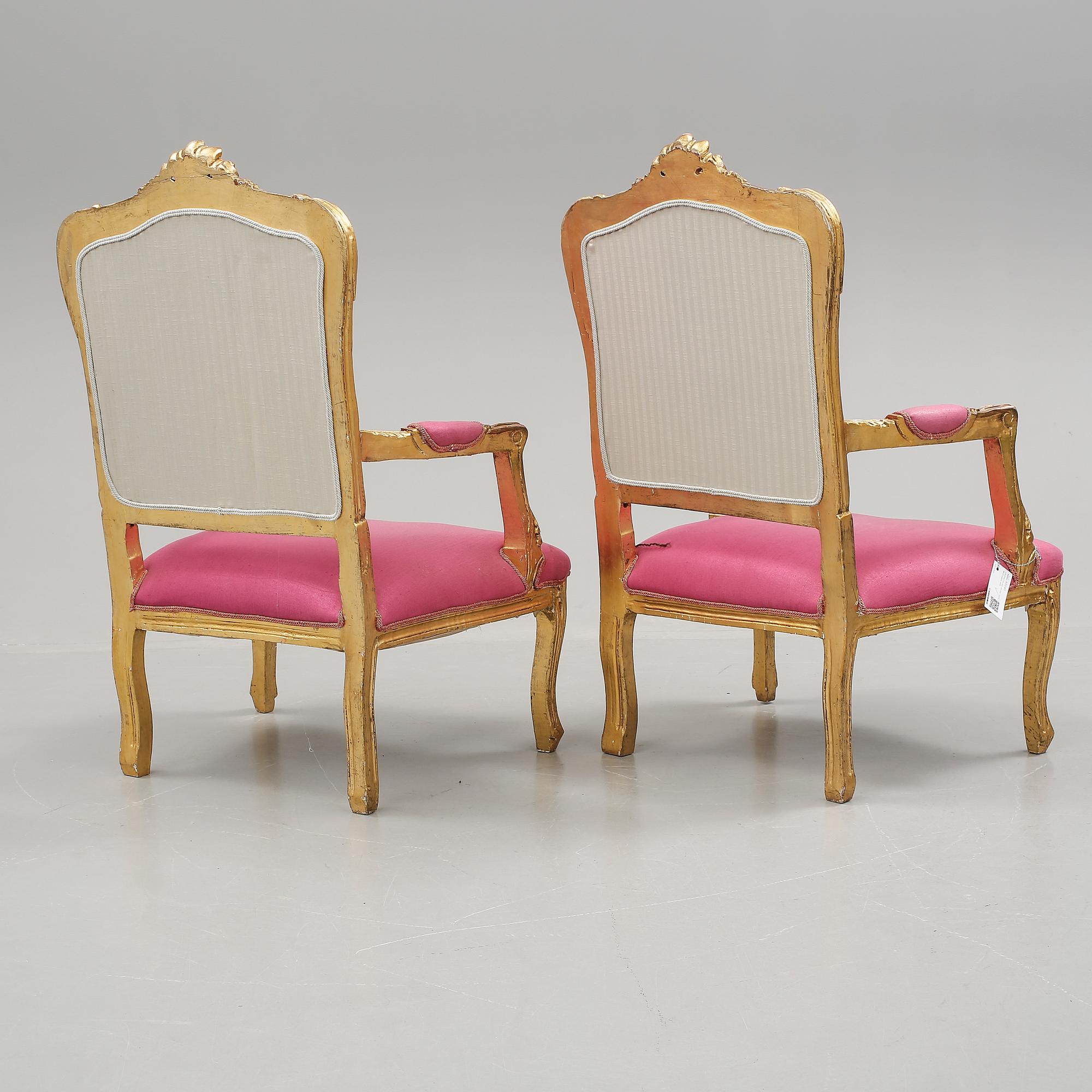 KARMSTOLAR, ett par, Louis XIV-stil, kring 1900-talets mitt.