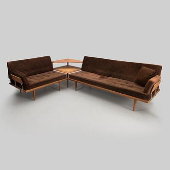 A set of two Danish 'Minerva' sofas with a table for France & Son, 1950s/1960s.
