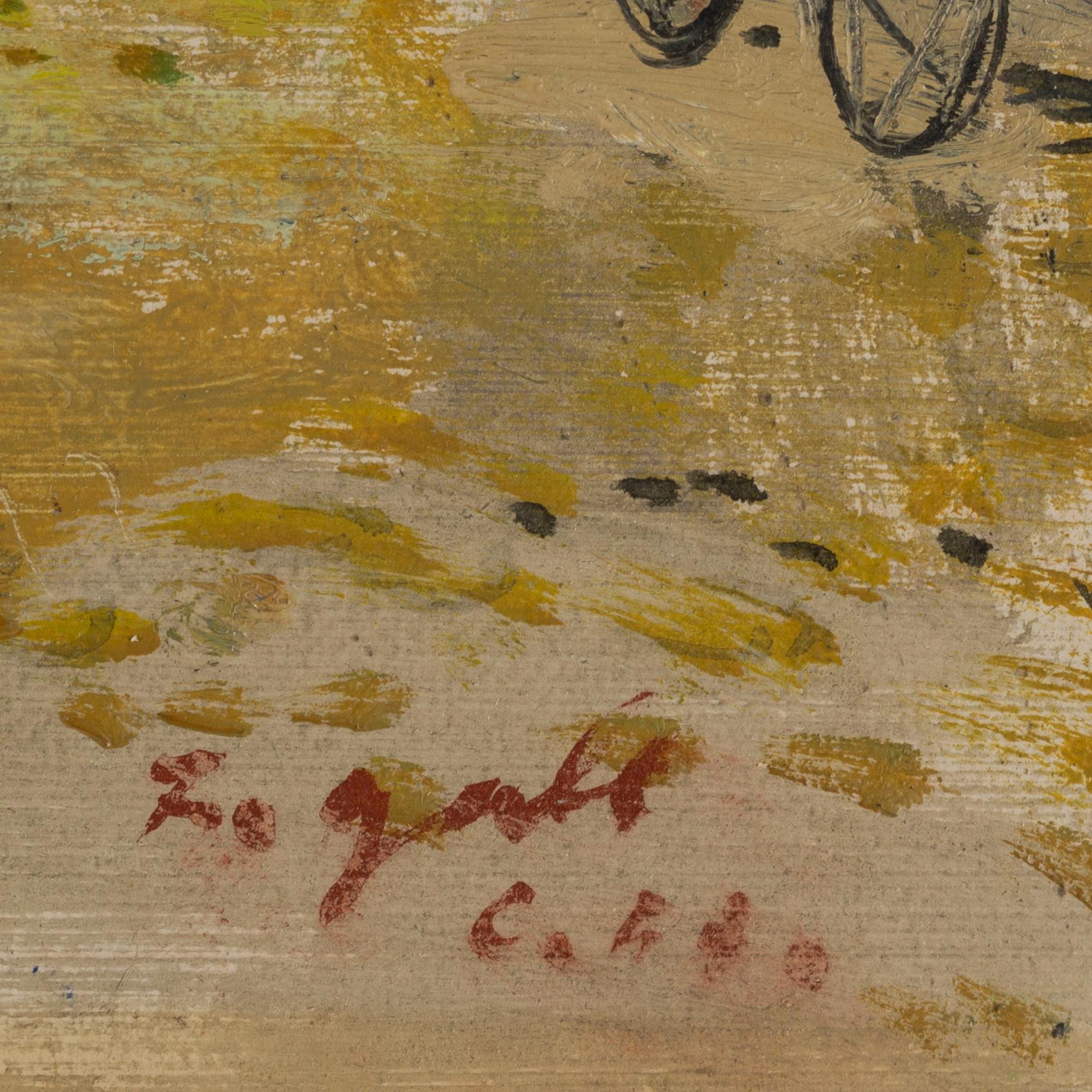 Francois Gall, oil on paper-panel, signed.