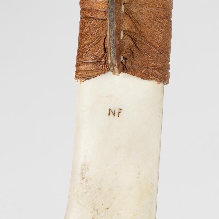 A reindeer horn knife by Nikolaus Fankki, signed.