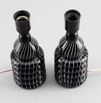BORDSLAMPOR, 1 par, glas, 1900-talets mitt.