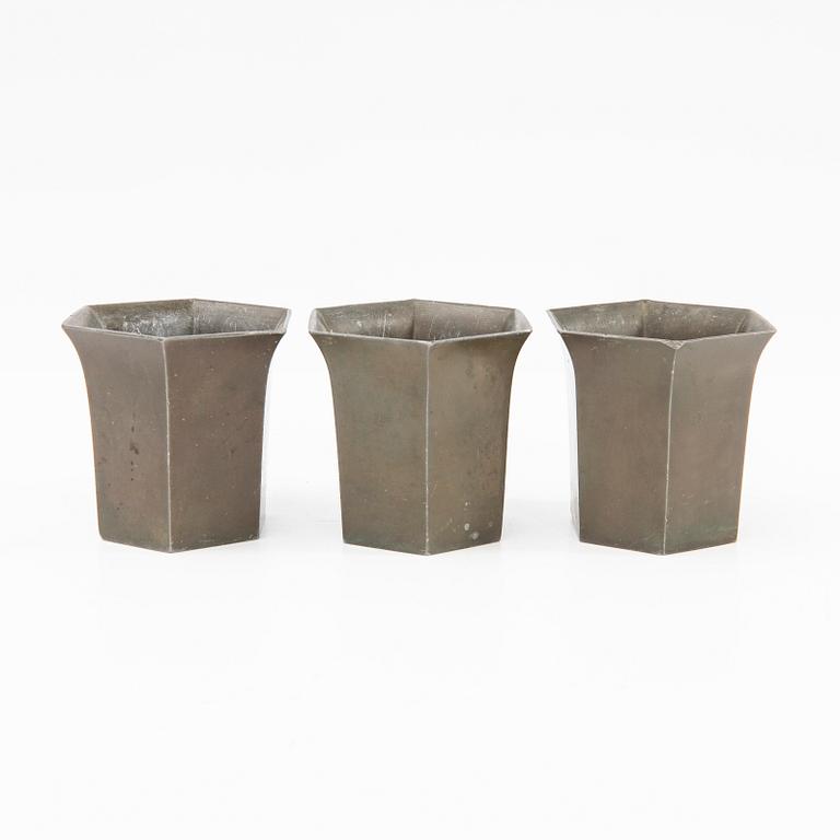 Just Andersen, cups, 3 pcs, Denmark, first half of the 20th century.