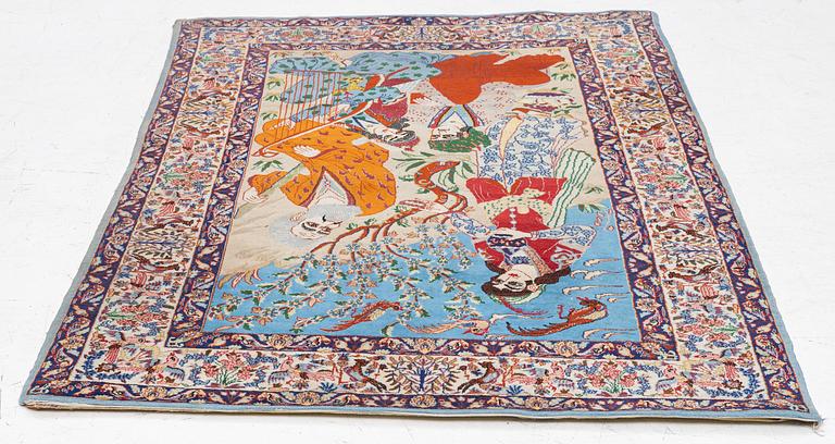 A Tabriz rug, figural, c. 152 x 108 cm.
