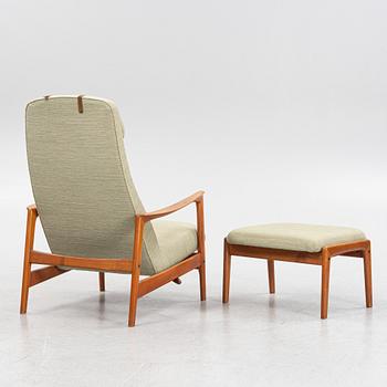 Folke Ohlsson, a 'Duxiesta' armchair with a foot stool, Bra Bohag, Ljungs Industrier, Malmö, 1960's.