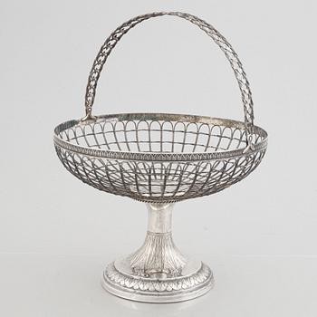Anders Lundqvist, bread basket on foot, silver, Stockholm 1824.