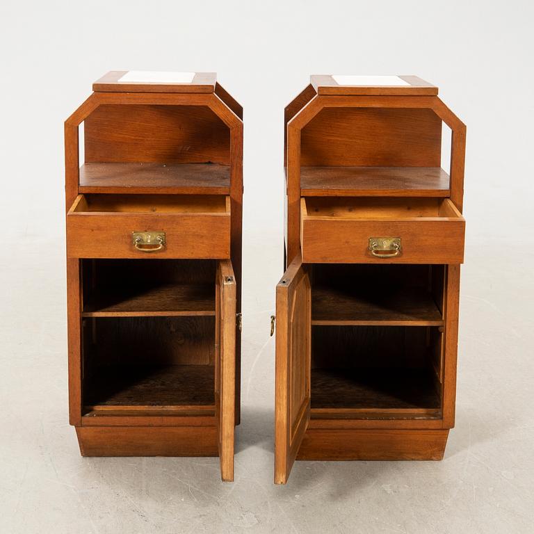 Bedside tables, a pair, early 20th century, Art Nouveau.