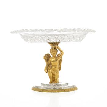 A Fernch Empire cut glass and gilt bronze tazza, first part 19th century.