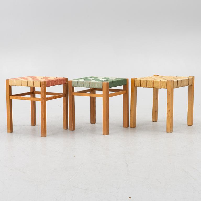 Axel Larsson, Stools 3 pcs, functionalist, Bodafors, 1930s.