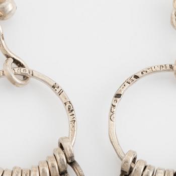 Earrings and necklace,  Birgitta Sanitate ,silver.