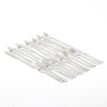 Wiwen Nilsson, Fruit knives and forks, 24 pieces, silver, Lund, 1937.