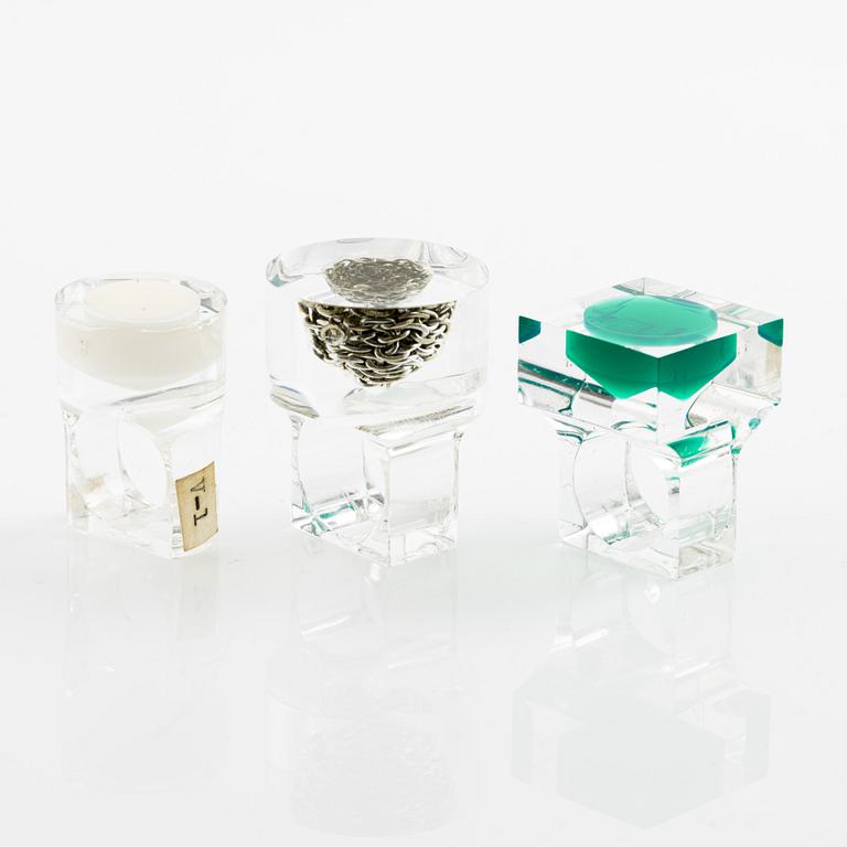 Siv Lagerström, three acrylic rings, 1970s.