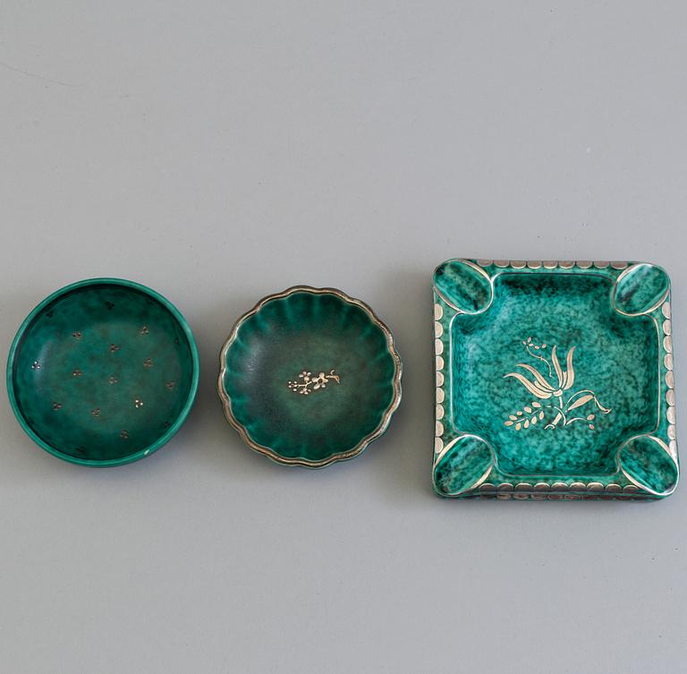 WILHELM KÅGE, six 'Argenta' stoneware pieces from Gustavsberg.