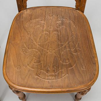 Six chairs by Jacob & Josef Kohn, Vienna, Austria, circa 1900.