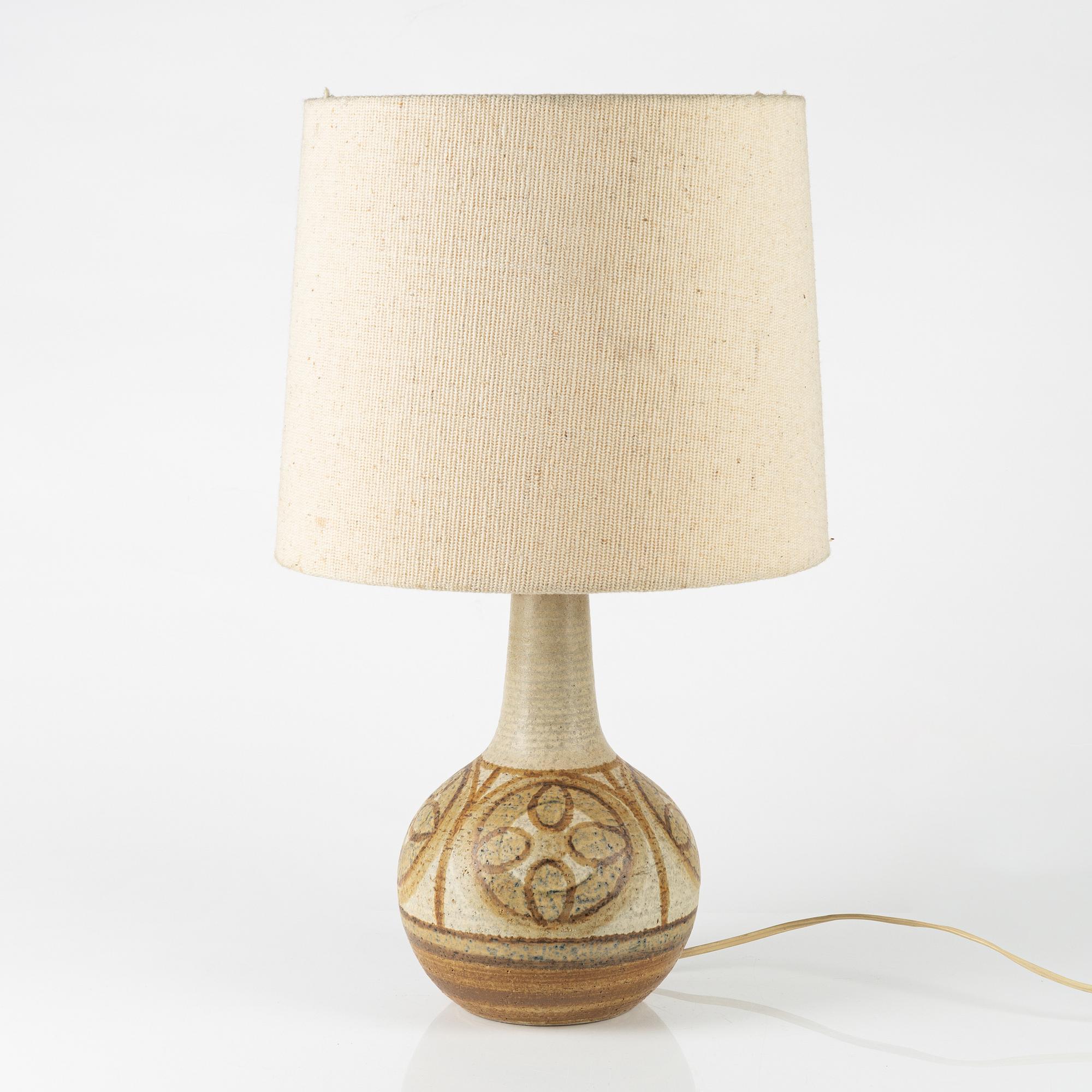 A handmade stoneware table lamp, Søholm Stentøj, Bornholm, Denmark.